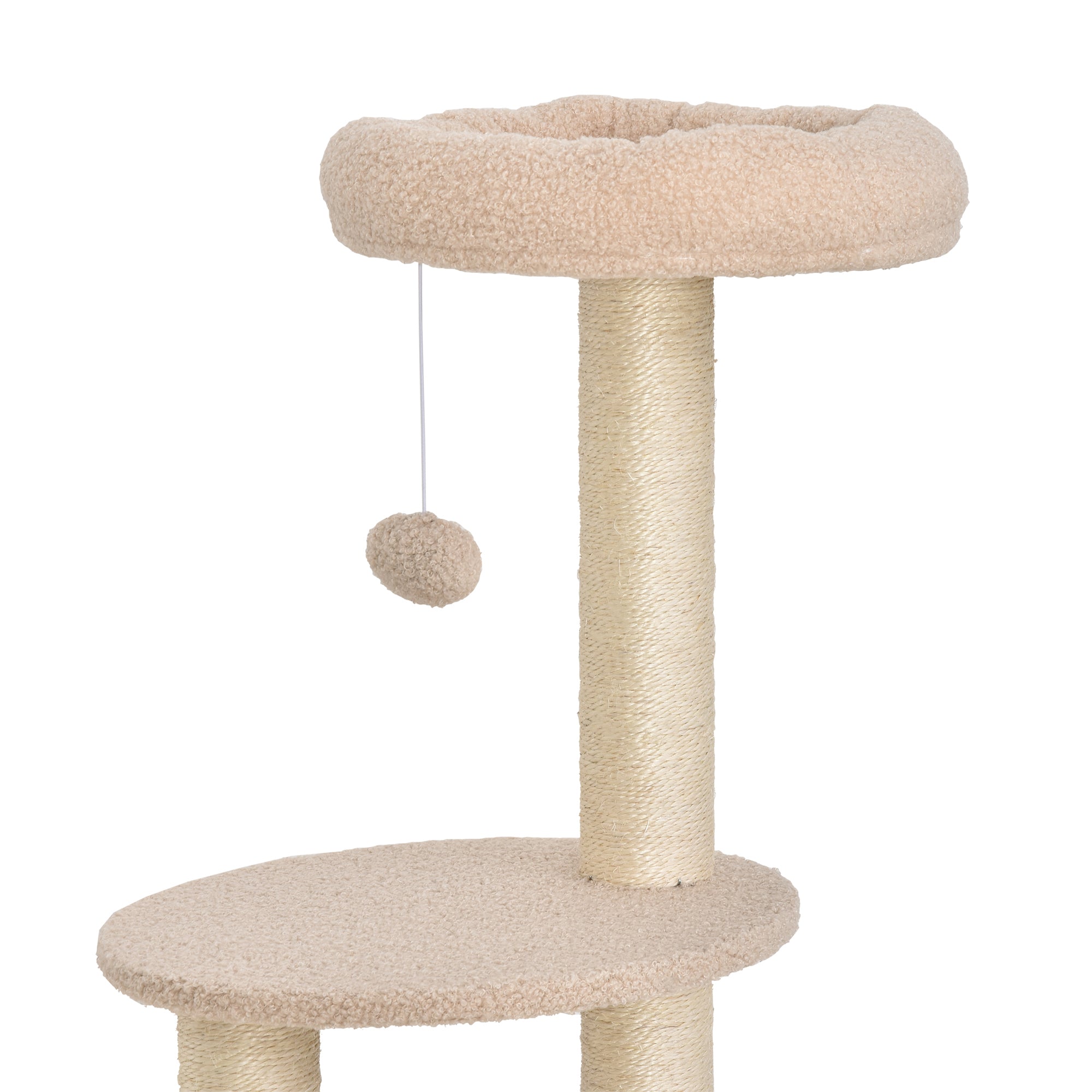 PawHut Sturdy Scratching Post for Cats with 5 Levels, Kennel, House, Games and Sisal Rope, Beige, Max 30kg - Borgè