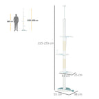 Ceiling Cat Tree with Adjustable 225-255cm Pole, Ball and Platforms, White
