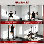 Multifunctional Height-Adjustable Squat Rack and Barbell Rack, Black