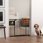 Dog Gate with 4 Adjustable Screws and Adhesive Tape, Metal and Plastic, 74-100x76 cm, Black