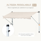 Outsunny 4x1.2m Arm Awning with Crank and Telescopic Structure, Khaki