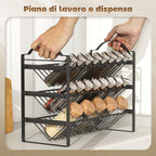 3-Tier Kitchen Spice Rack, Space-Saving Organizer with Slanted Metal Shelves, Black