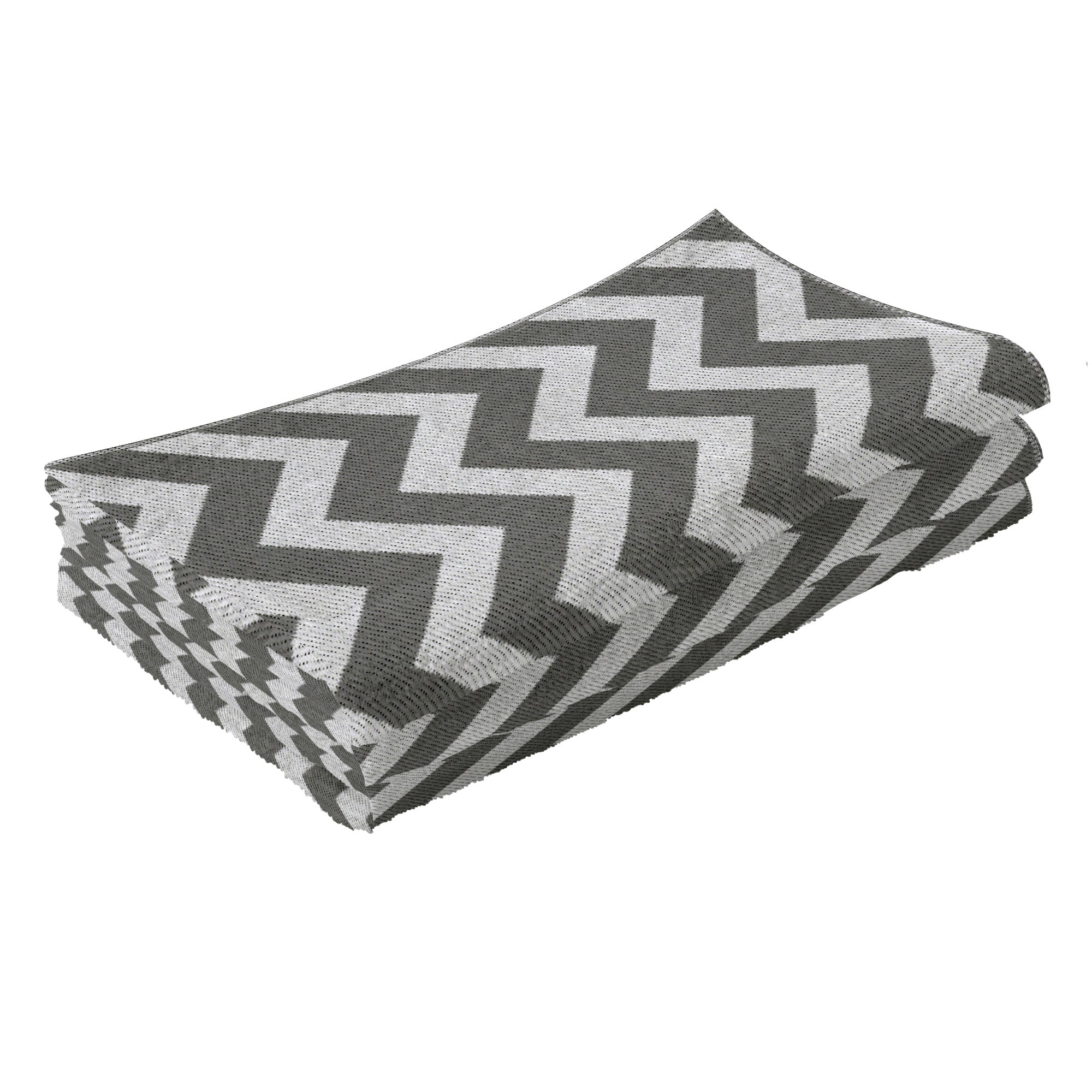 Reversible Outdoor Rug with Geometric Pattern, 121x182 cm, Grey and White
