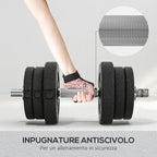 25kg Total Gym Dumbbell Set with 12 Weight Discs and 2 x 2kg Bars, Black