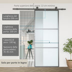 Steel Sliding Door Kit with Tracks, Stoppers and Guides, 200x40x0.6 cm, Black