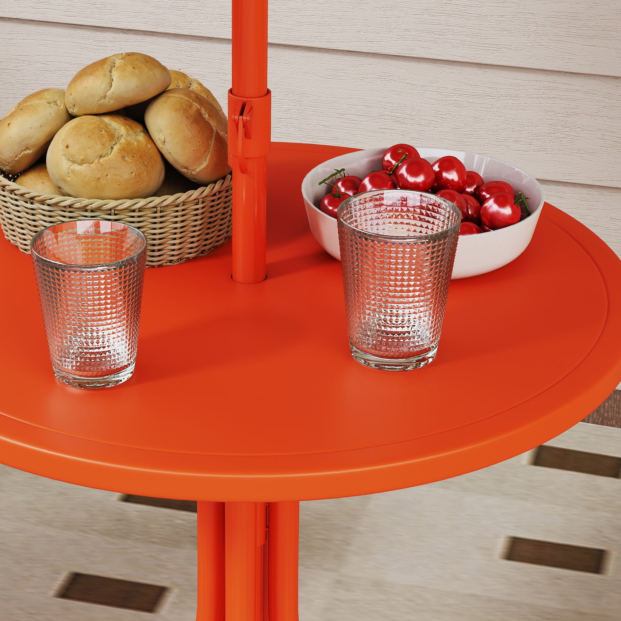 AIYAPLAY Children's Garden Set Picnic Table with Orange Umbrella