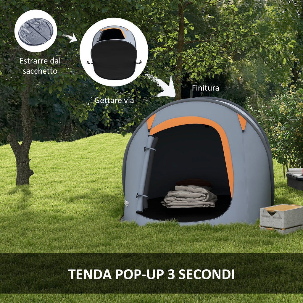 Waterproof Pop Up Camping Tent with Accessories and Transport Bag, 245x148x105 cm, Grey