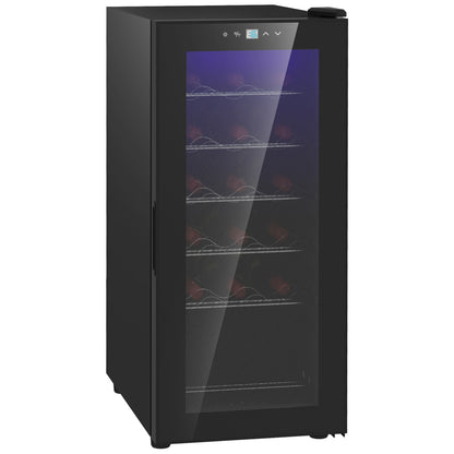 18 Bottle Wine Cooler with Digital Display, LED Light and Temperature Control, Black