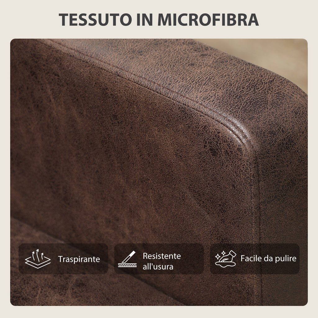 Modern 2-Seater Sofa with Breathable Leather-Effect Fabric Upholstery and Wooden Legs, 130x78x85 cm, Dark Brown