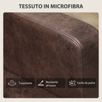 Modern 2-Seater Sofa with Breathable Leather-Effect Fabric Upholstery and Wooden Legs, 130x78x85 cm, Dark Brown
