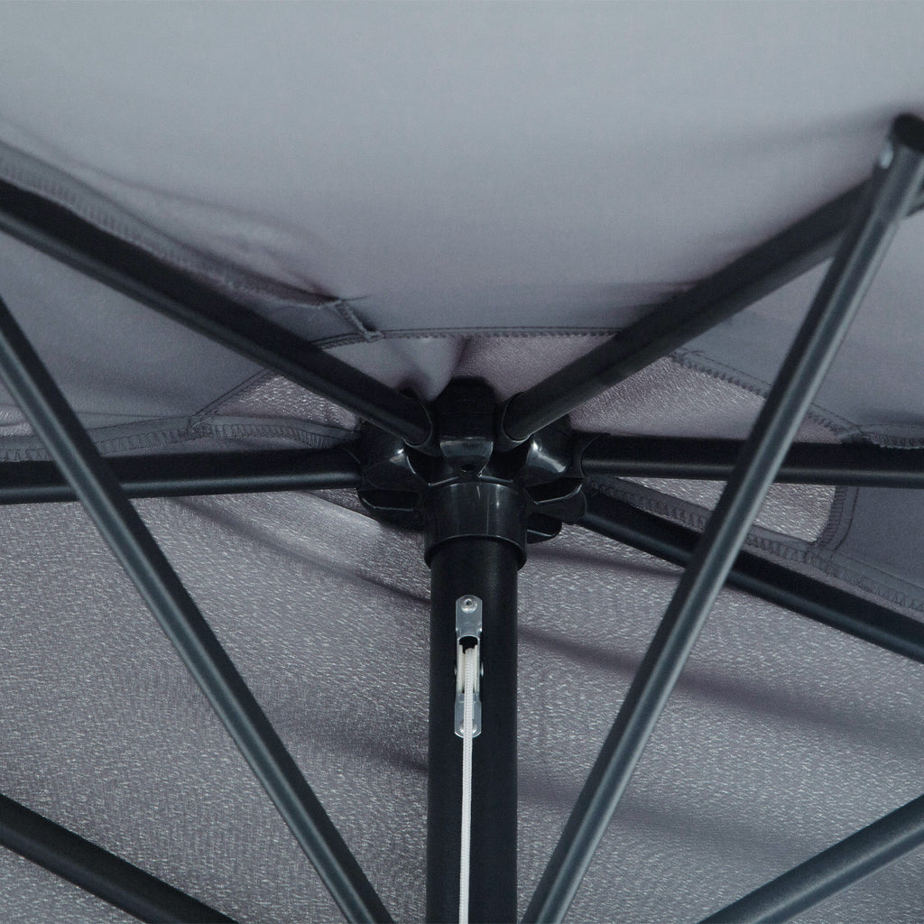 Outsunny Semicircular Wall-Mounted Umbrella with Crank Handle, Polyester and Metal, 2.7 x 2.4 m, Grey