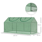 Garden Greenhouse with PE Cover, Stakes and Extended Edges, 120x60x60cm, Green