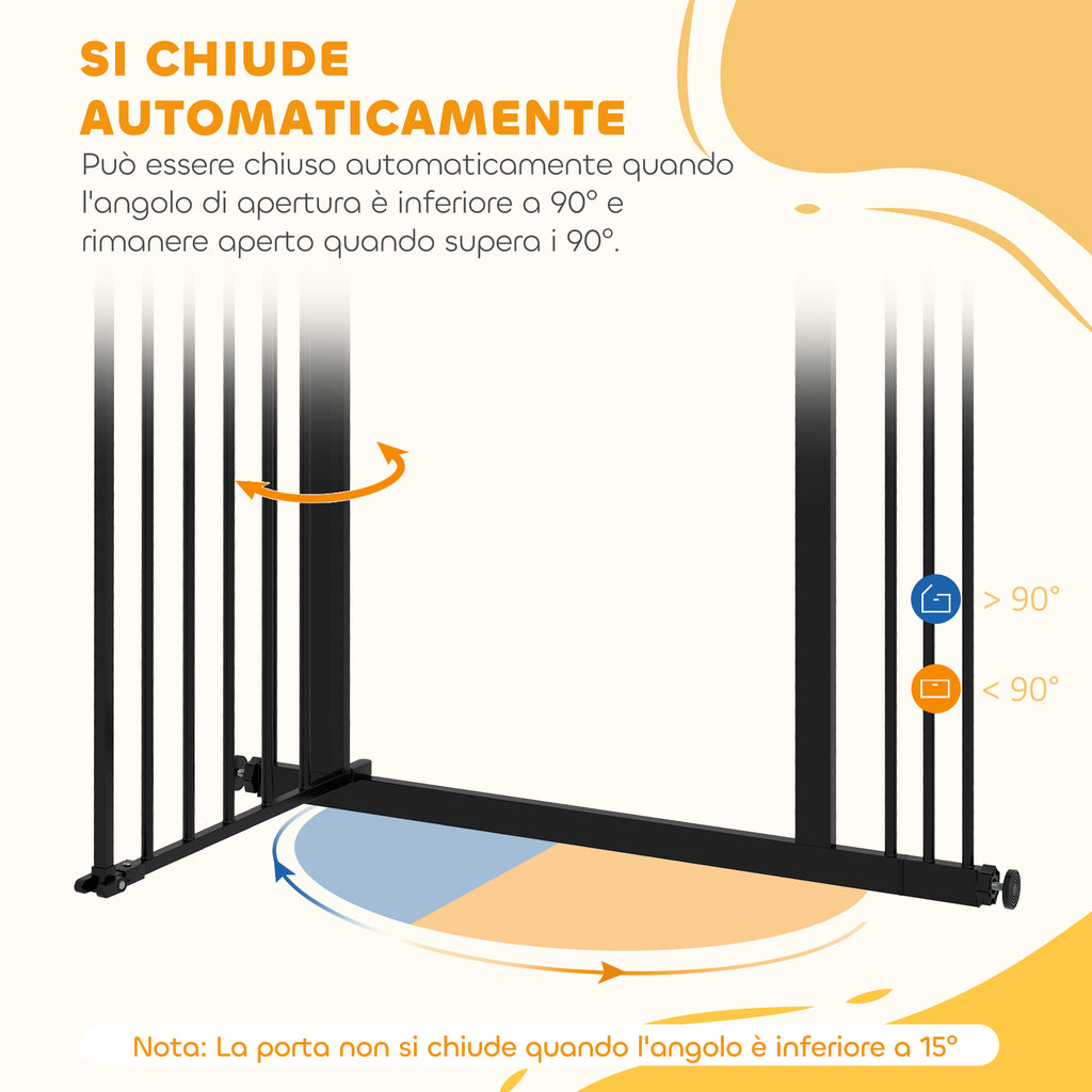 Dog Gate with 2 Extensions with Adjustable Width up to 100 cm and Automatic Closing, Black