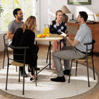 Round Dining Table Set with 4 Space-Saving Chairs in Wood and Metal, Industrial Style