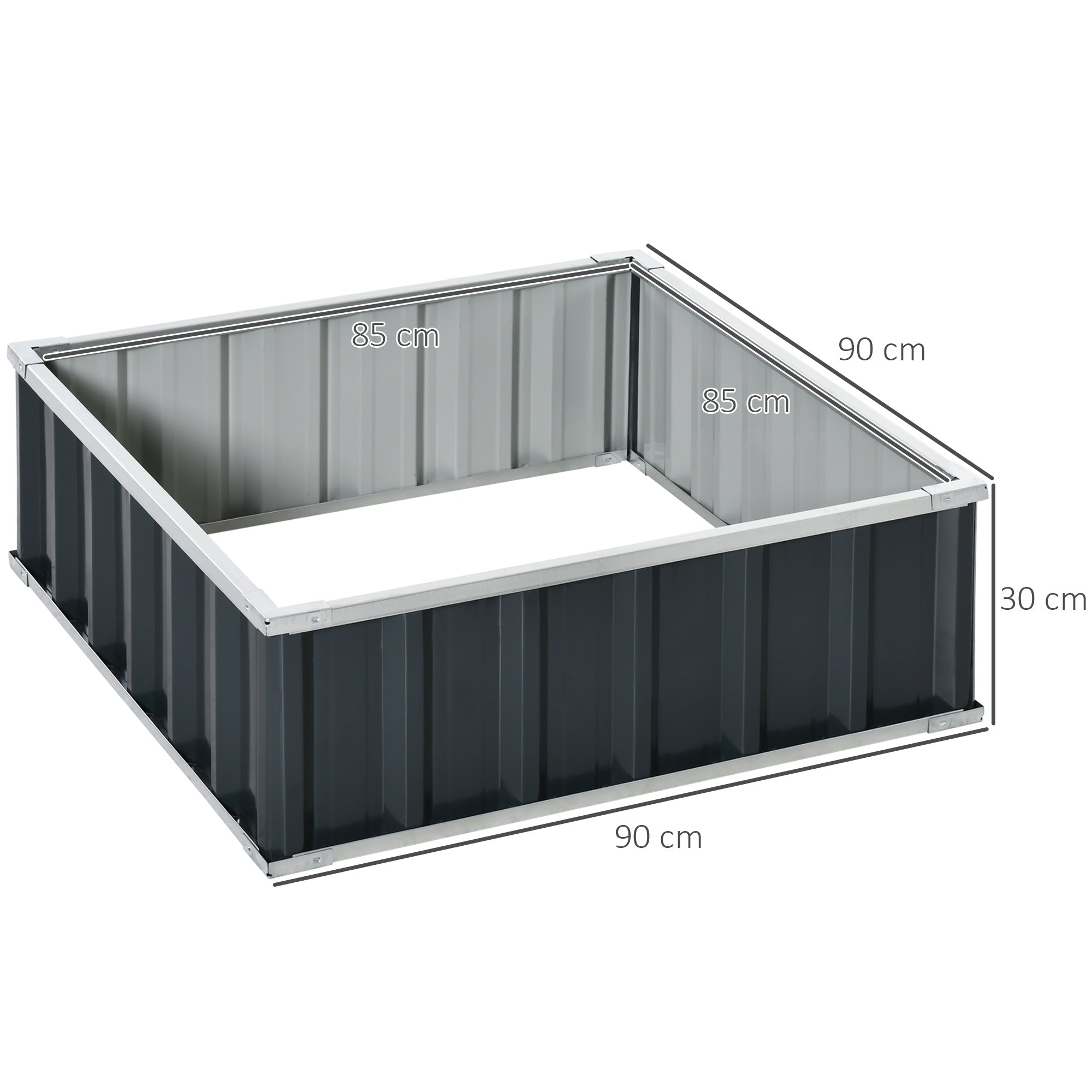 Steel Raised Garden Bed, Open Bottom and Assembly Without Tools, 90x90x30cm - Borgè