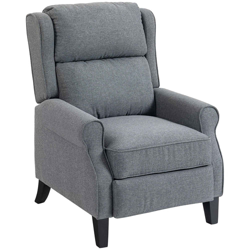 HOMCOM 132° Max Reclining Chair in Linen Effect Fabric with Footrest, 74x84x102 cm, Grey