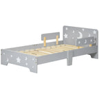 Children's Bed 3-6 Years with Stars and Moon Patterns in MDF Panels and Chipboard, 143x76x49 cm