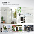 100x80cm Anti-UV Polycarbonate Outdoor Canopy for Doors and Windows - Borge' Group Limited