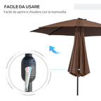 Outsunny 3x2.5 m Tilting Garden Umbrella with Removable Pole, Metal and Polyester, Coffee