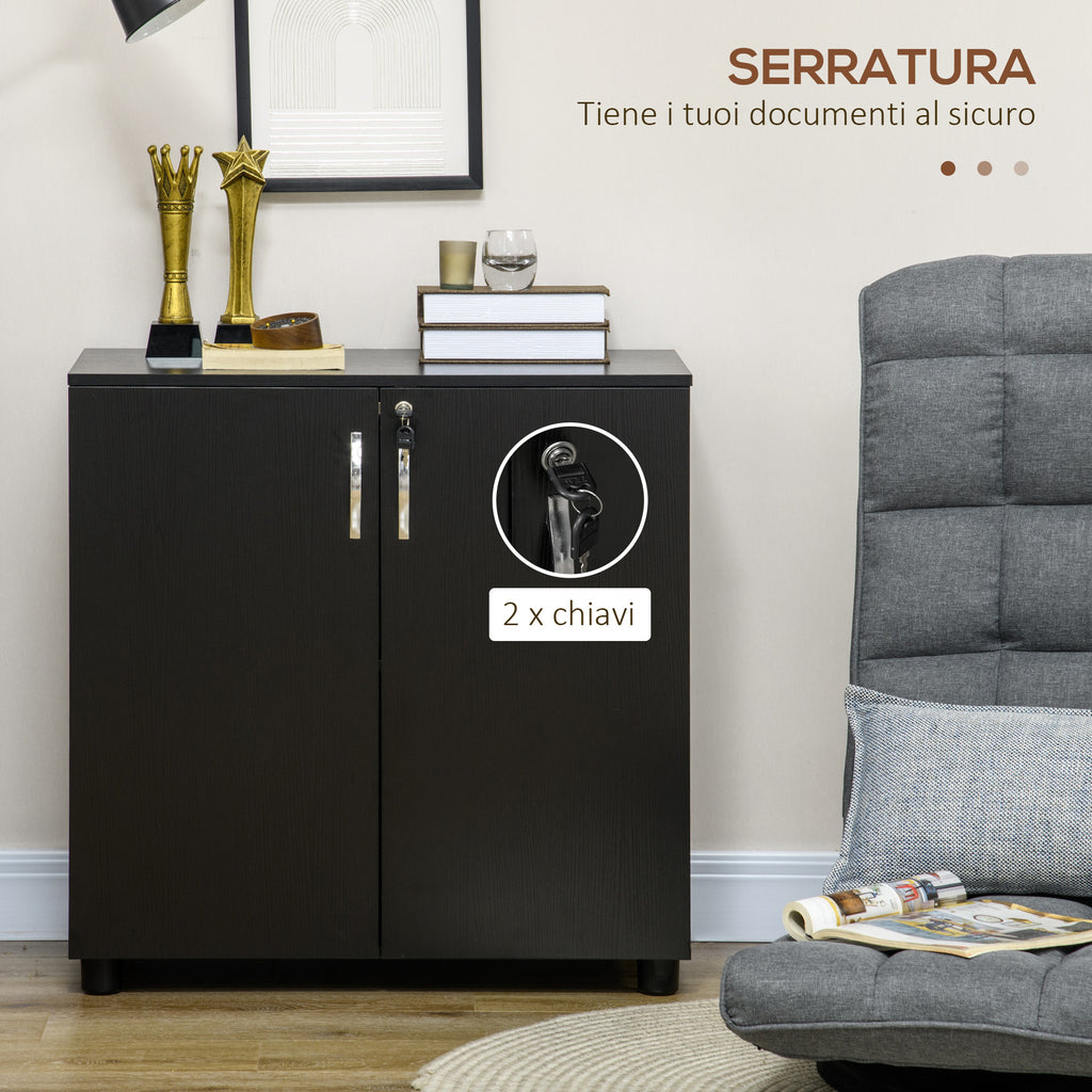 Mobile Office Multipurpose Document Holder with Lock, 2 Doors and Internal Shelf, 80x40x80 cm, Black