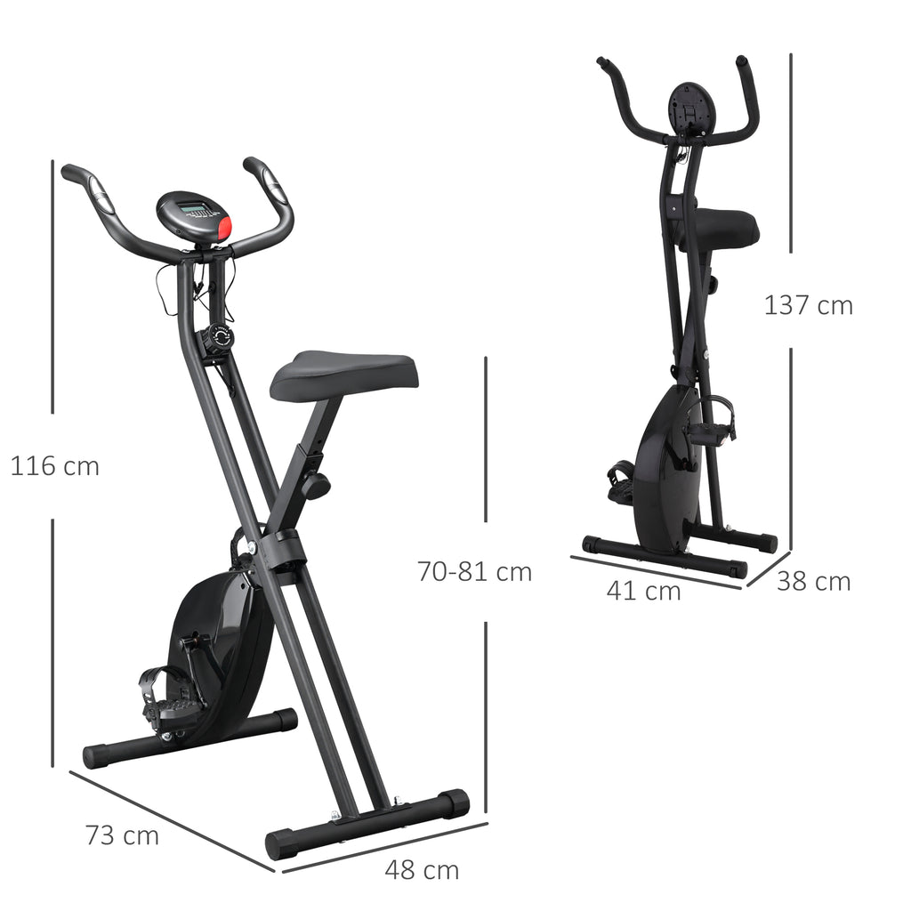 HOMCOM Professional Exercise Bike with Resistance and Adjustable Height, in Steel and PP, 41x86x112 cm, Black - Borgè