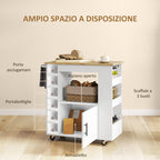 Kitchen Trolley with Wheels, Shelves, Cabinet and Bottle Rack, 83x40x83 cm, Oak