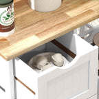 HOMCOM Wooden Kitchen Cart with 3 Drawers and 3 Open Shelves, 67x37x85.5 cm, White
