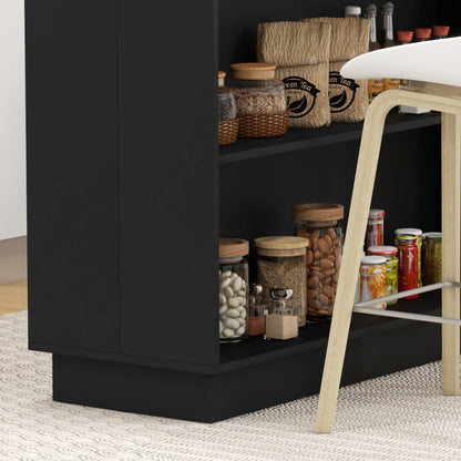 HOMCOM Kitchen Island with 2 Open Shelves and 2 Cabinets, in MDF, 105x60x82 cm, Oak and Black color - Borgè