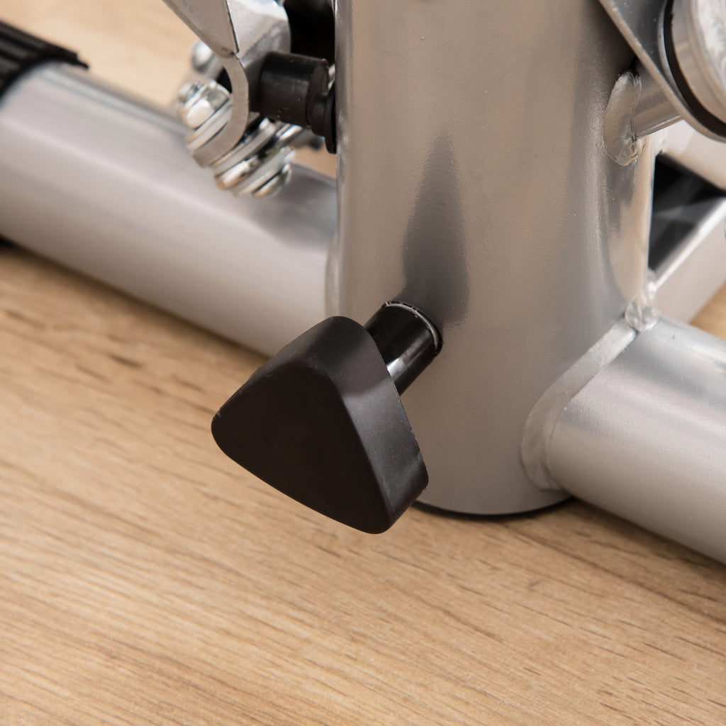 Stepper with LCD Monitor, Adjustable Handlebar and Elastic Bands, Made of Steel and ABS, 55x53x118-128 cm, Black and Silver