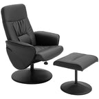 360° Swivel Metal and Faux Leather Relaxing Chair with Footrest and Adjustable Backrest, Black