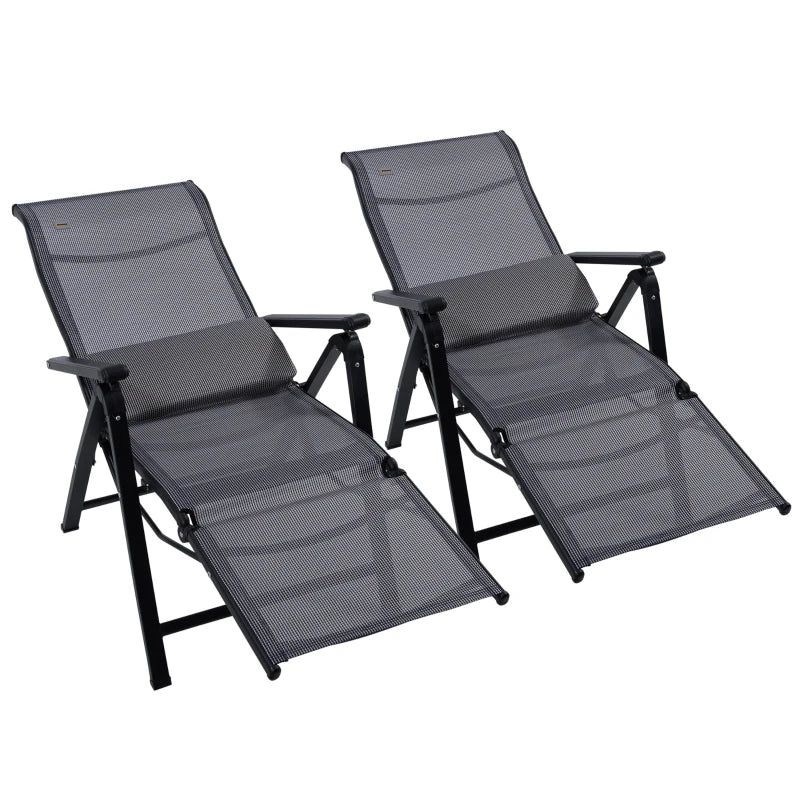 Zero Gravity Garden Lounger Set of 2, Adjustable on 9 Levels, with Cushions, 65x70x111cm, Grey - Borge' Group Limited