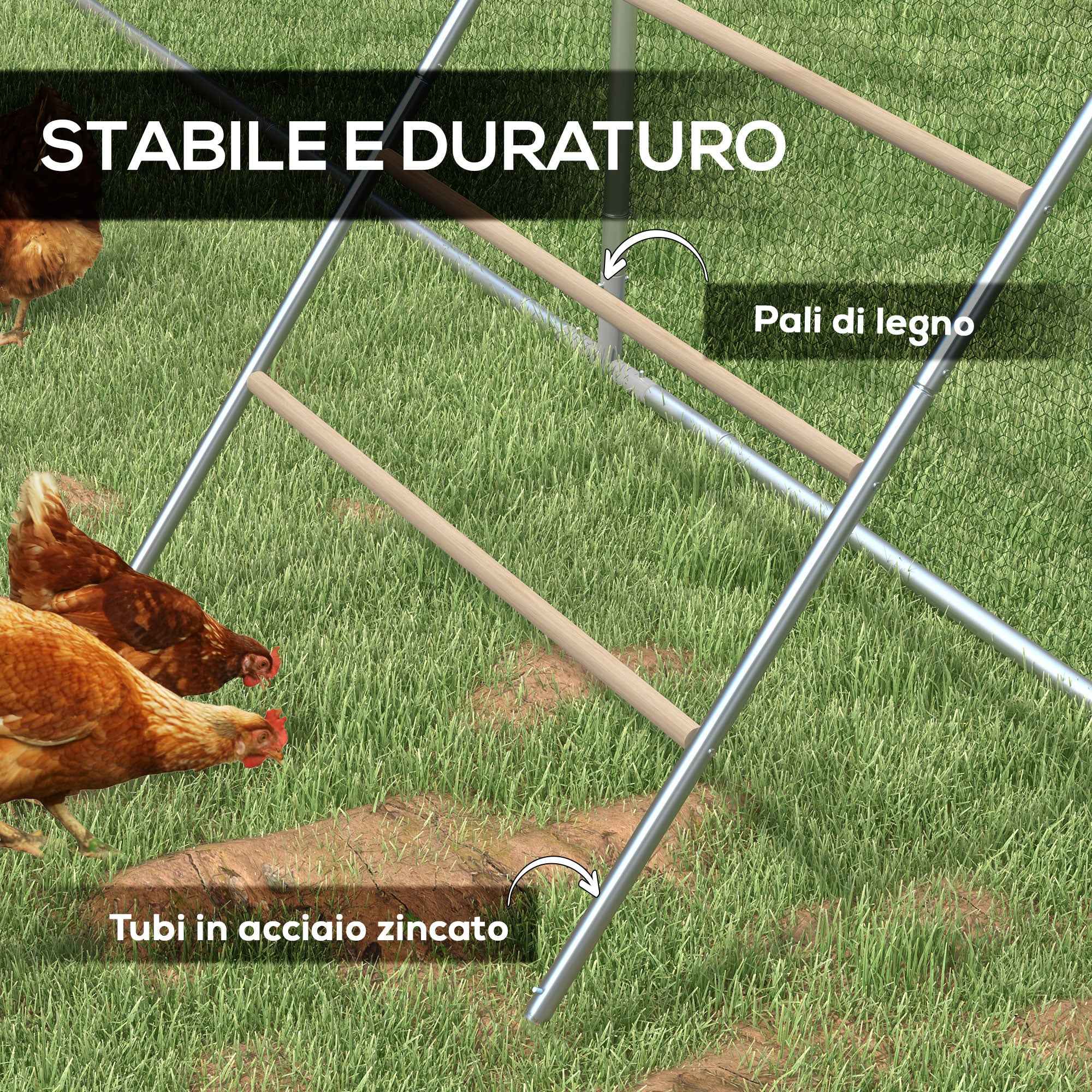 PawHut 4-Tier Chicken Perch for 4-6 Chickens Made of Wood and Galvanized Steel, Wood Color