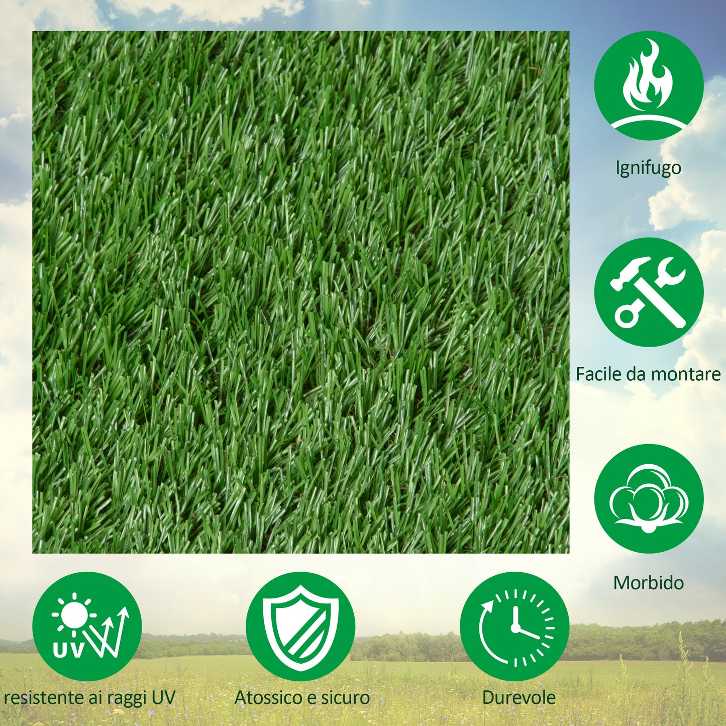 Synthetic Grass for Garden Set of 10pcs Outdoor Artificial Lawn