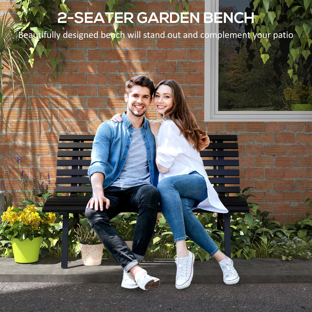 Outsunny Outdoor Bench in 2 -seater Aluminum St slable, 123x67x79cm, Black - Borgè