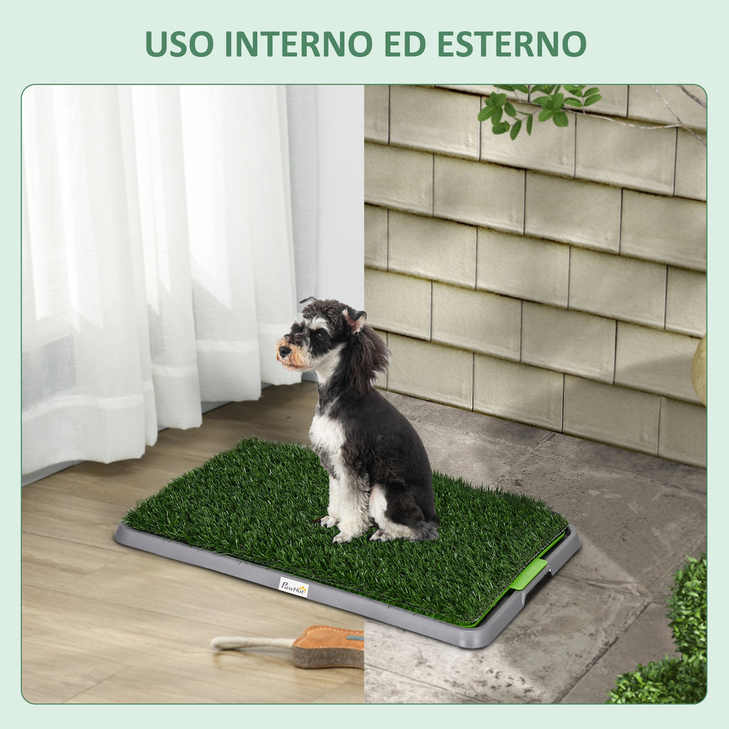 Dog Toilet with Synthetic Grass, Replacement Grass and Bottom Tray for Indoor and Outdoor Use, 67x41x3.5 cm