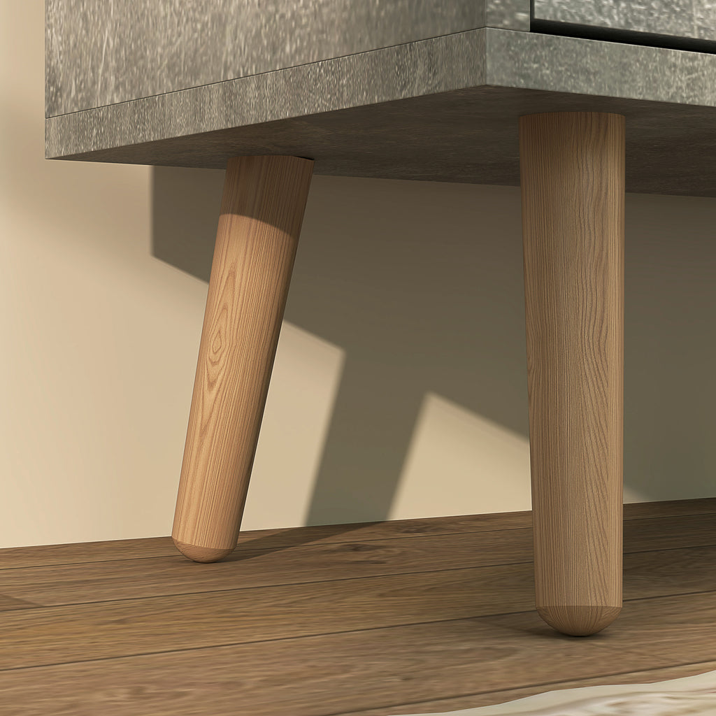 Mobile Shoe Rack with 4 Folding Drawers at 2 Levels for 16 Pairs, in Wood, 95x26x95 cm, Gray