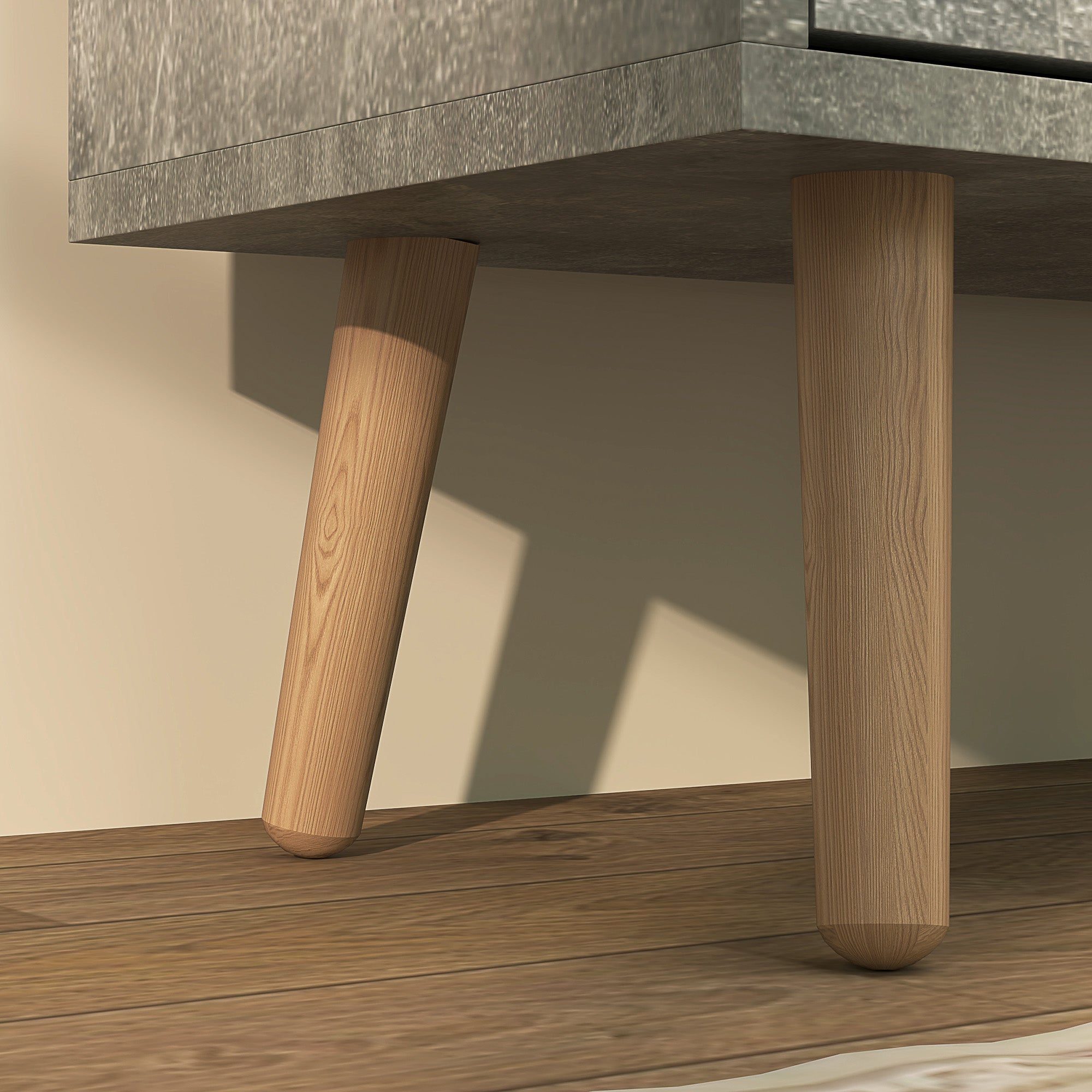 Mobile Shoe Rack with 4 Folding Drawers at 2 Levels for 16 Pairs, in Wood, 95x26x95 cm, Gray