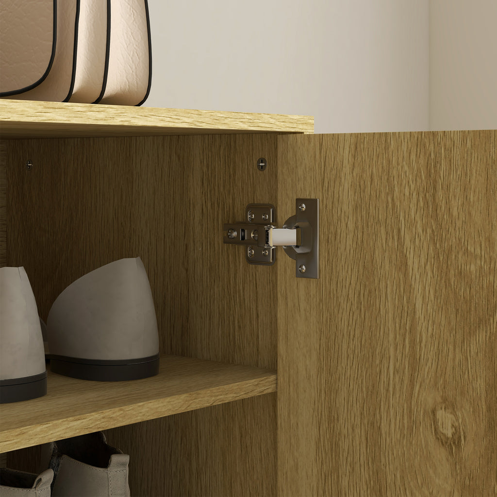 Space-Saving Shoe Rack for 15 Pairs of Shoes with 4 Adjustable Shelves, 80x38x110cm, Oak