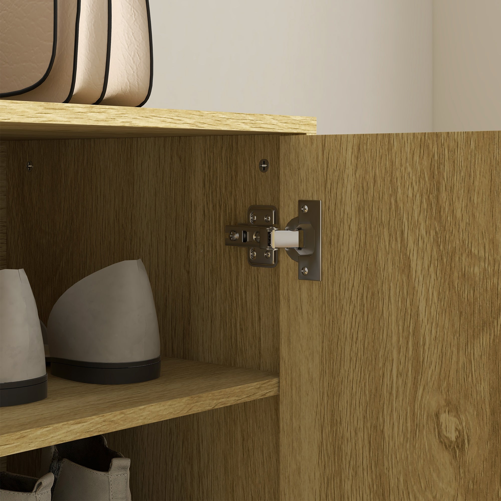 Space-Saving Shoe Rack for 15 Pairs of Shoes with 4 Adjustable Shelves, 80x38x110cm, Oak