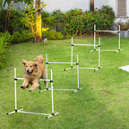 Set of 4 Agility Dog Training Hurdles with Carry Bag, Adjustable Horizontal Bar Height, 99x65x94cm