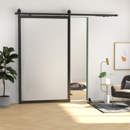 HOMCOM Sliding Door Kit 90kg max Space Saving in Carbon Steel with Accessories 244x0.5x4 cm, Black - Borgè