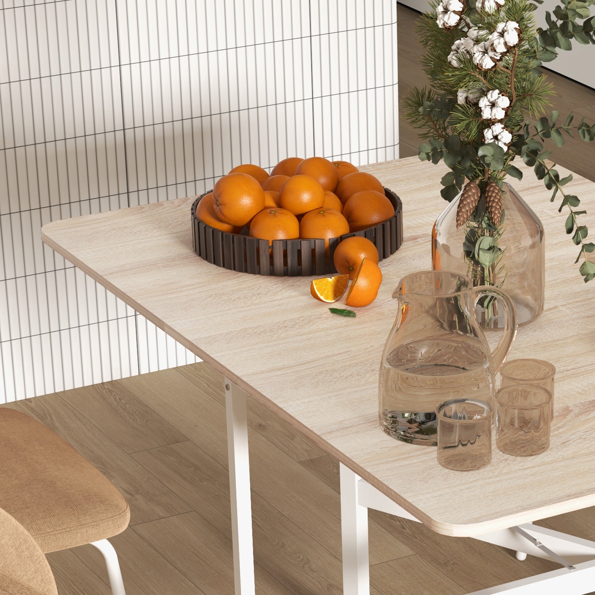 HOMCOM Modern Folding Table with 2 Leafs with Casters in MDF and Steel, 120x80x73cm, Brown - Borgè