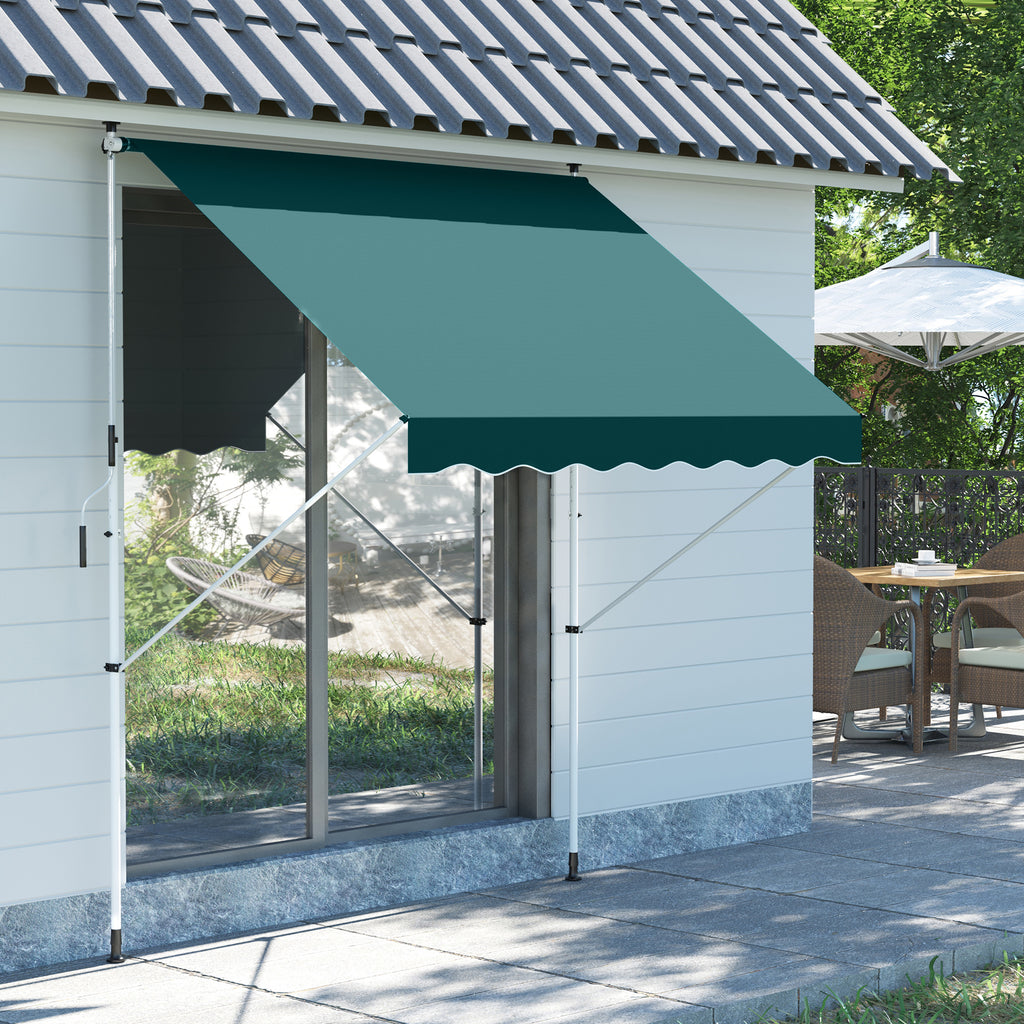 Outsunny 2x1.5m Outdoor Roller Awning with Crank, Adjustable Height and Angle, Green