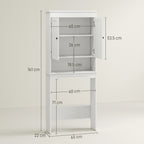 Over-the-Toilet Cabinet with 3 Closed Shelves and Open Shelf, Wooden, 65x22x161 cm, White