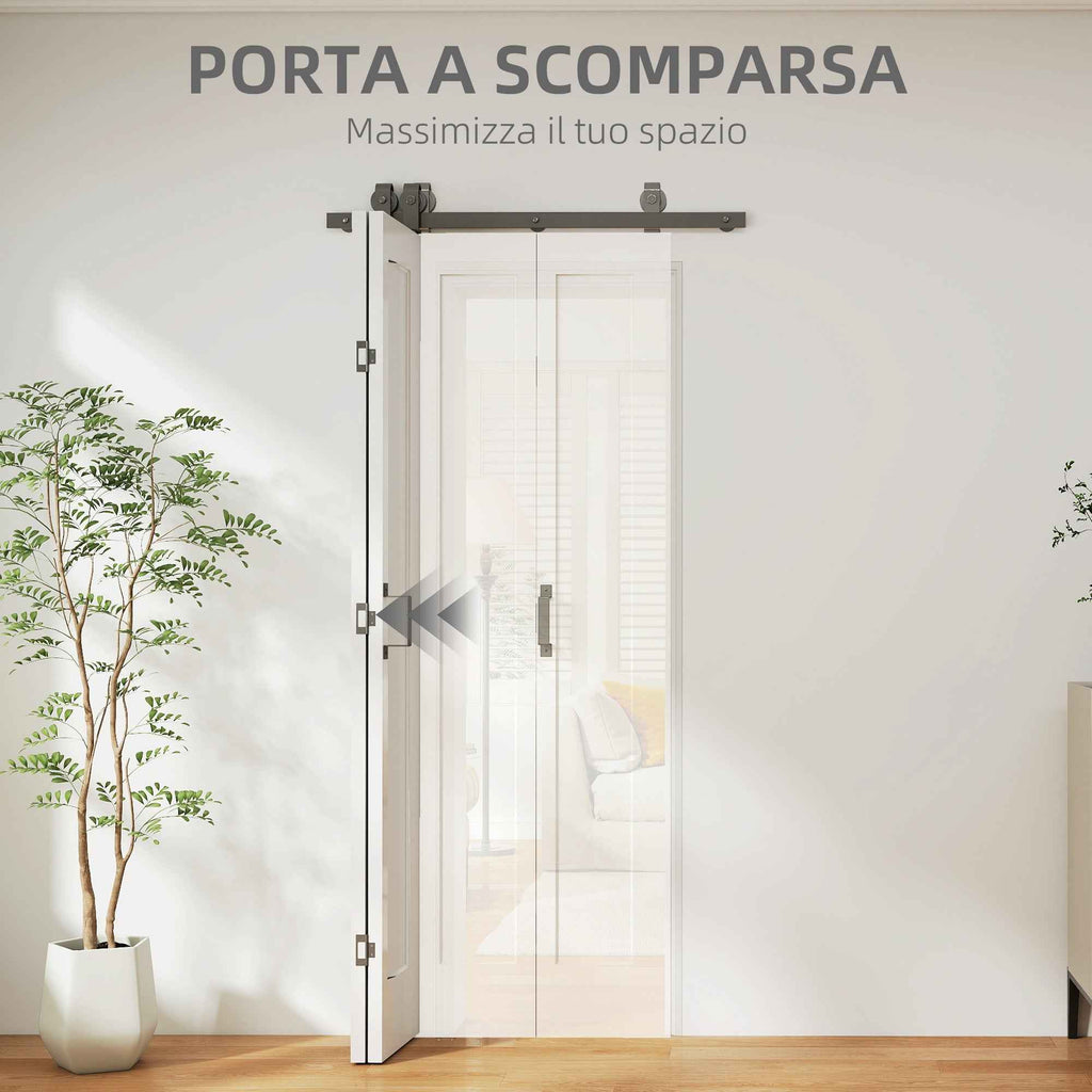 HOMCOM Sliding Folding Bifold Door with Paintable Surface, 70x210 cm, White