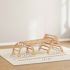 AIYAPLAY 5-in-1 Children's Playground with Triangle, Smooth Wall and Arch, Made of Poplar and Pine Wood, 188x70x59 cm