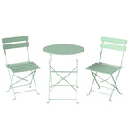 Outsunny Bistro Garden Set: Round Table and Folding Chairs for 2, Light Green.