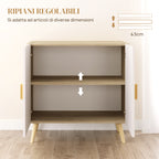 Multipurpose Cabinet with 3-Level Adjustable Shelf and Raised Base, in Wood, 76x41.2x74 cm, White and Oak