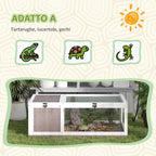 PawHut Wood Tortoise House with Opening Panel and 2 Separate Spaces, Light Brown