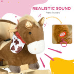 Rocking Horse for Children 18-36 Months with Realistic Sounds, 60x33x50 cm, Brown and Beige Colour - Borgè
